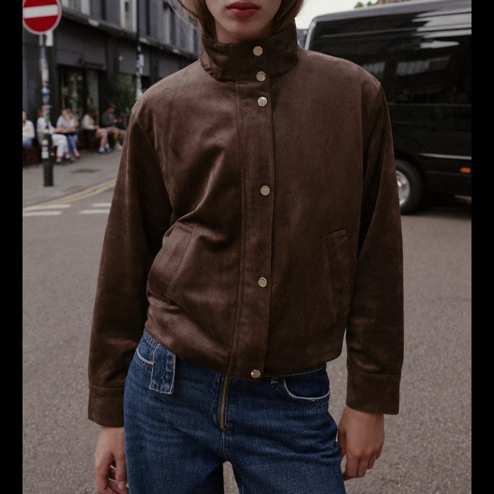 Zara Dark Brown Bomber Jacket